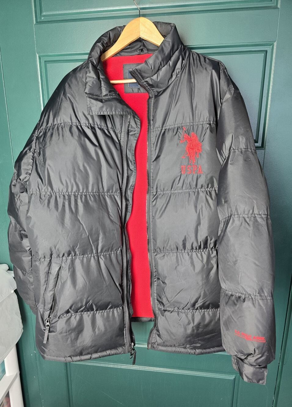 USPA Polo Puffer Black Jacket Men's Size L - Large